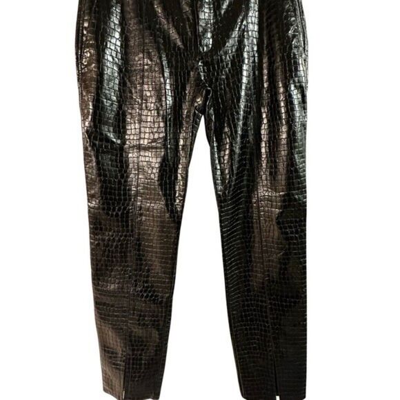 New Zara Faux Leather Croc Embossed Pants Size L - Picture 9 of 12